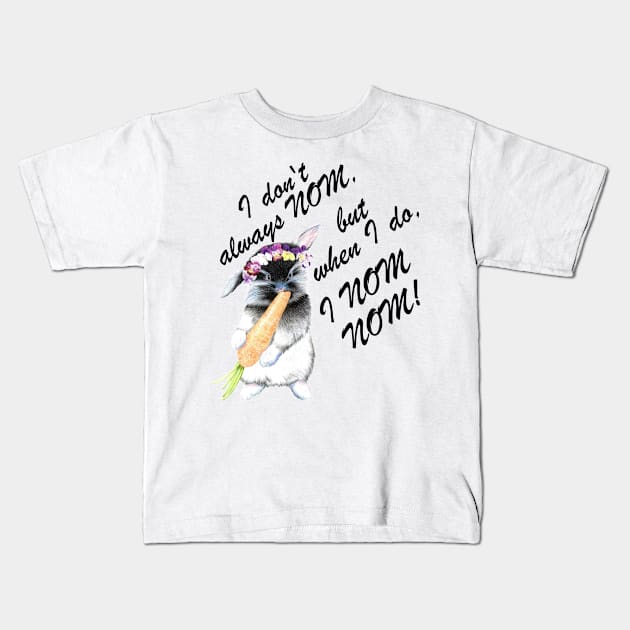 Nom Nom Bunny Kids T-Shirt by Qwerdenker Music Merch